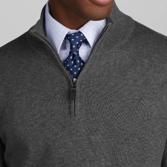 Jos A Bank Blue Traveler Fit Quarter Zip Knit - Picture 2 of 7